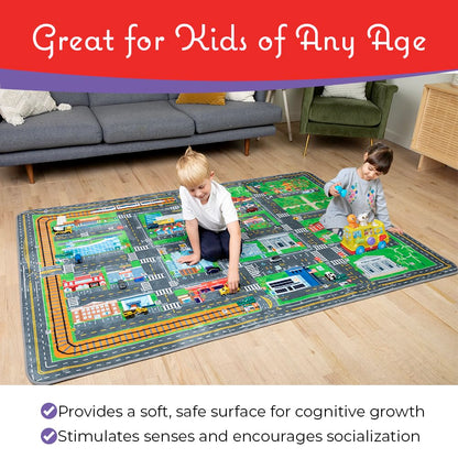 Insightful Fun Road Map Baby Play Mat | Educational Kids Car Rug for Nursery, Classroom, Playroom, Bedroom, Daycare Floor | Playmats for Boys, Girls, Babies, Toddlers Room Decor