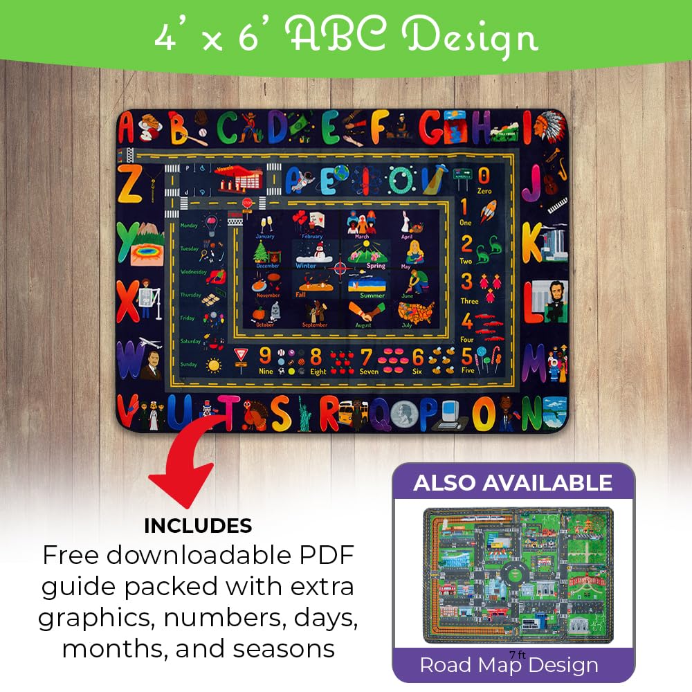 Insightful Fun ABC Baby Play Mat | Educational Alphabet Kids Rug for Nursery, Classroom, Playroom, Bedroom, Daycare Floor | Playmats for Boys, Girls, Babies, Toddlers Room Decor