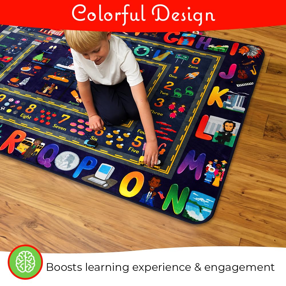 Insightful Fun ABC Baby Play Mat | Educational Alphabet Kids Rug for Nursery, Classroom, Playroom, Bedroom, Daycare Floor | Playmats for Boys, Girls, Babies, Toddlers Room Decor